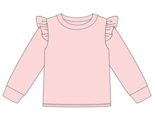 Pale pink flutter sleeve sweatshirt