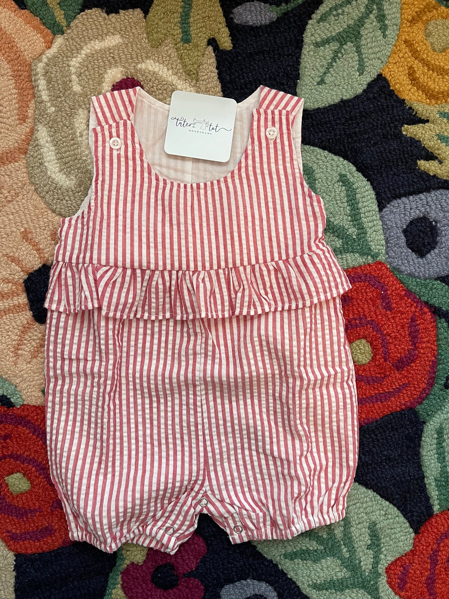 Ruffle Seersucker Overall