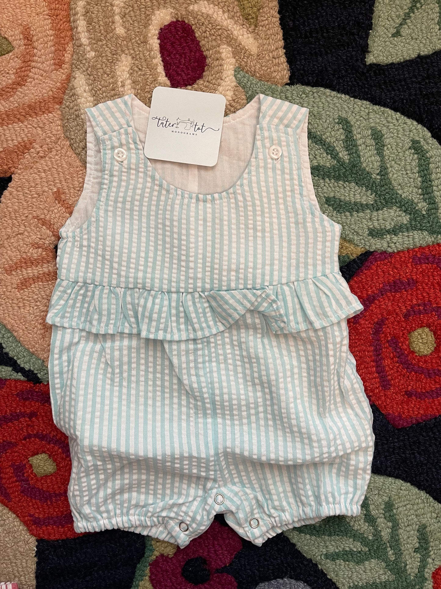 Ruffle Seersucker Overall